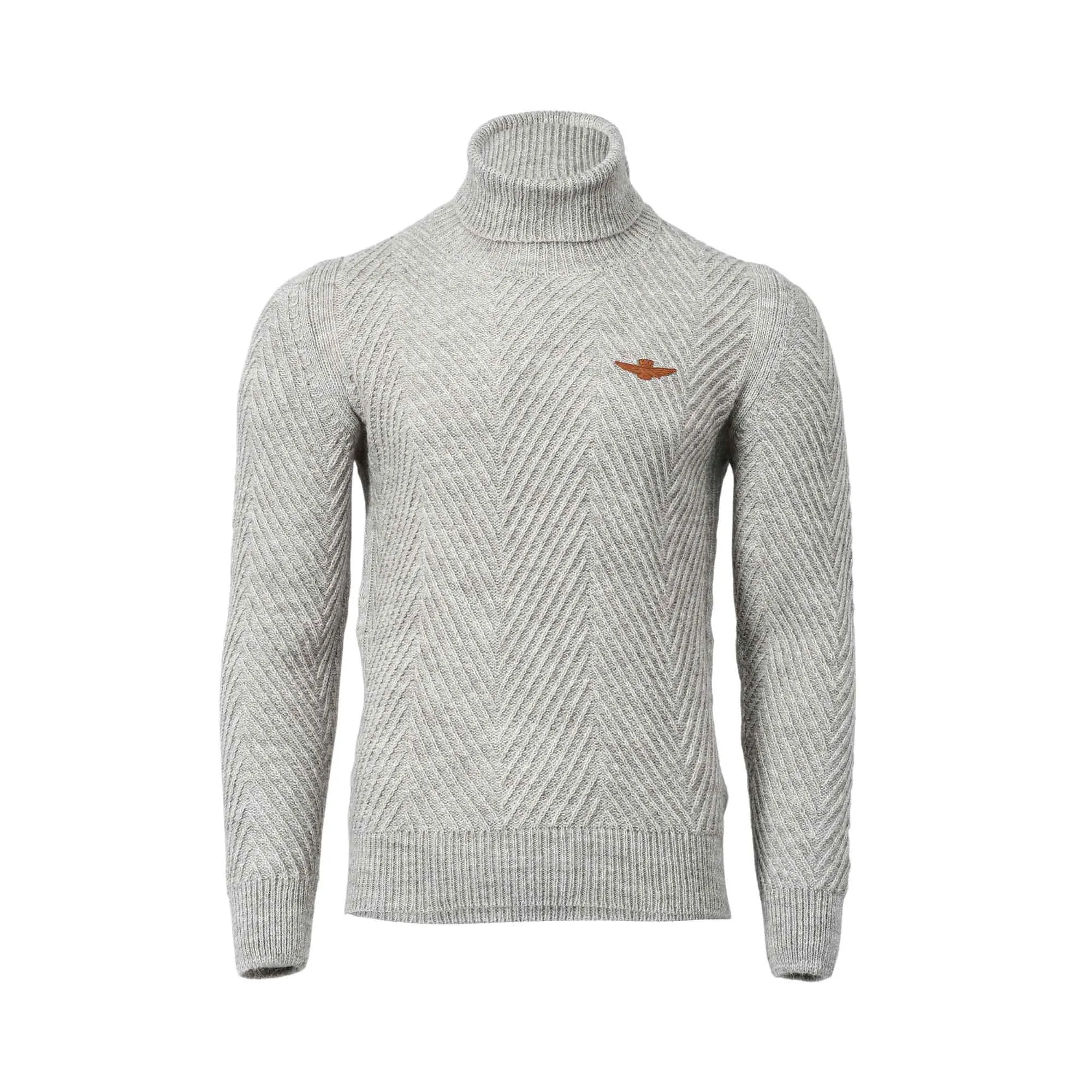 Aeronautica Militare Men's Light Beige High Neck Sweater in Wool Blend