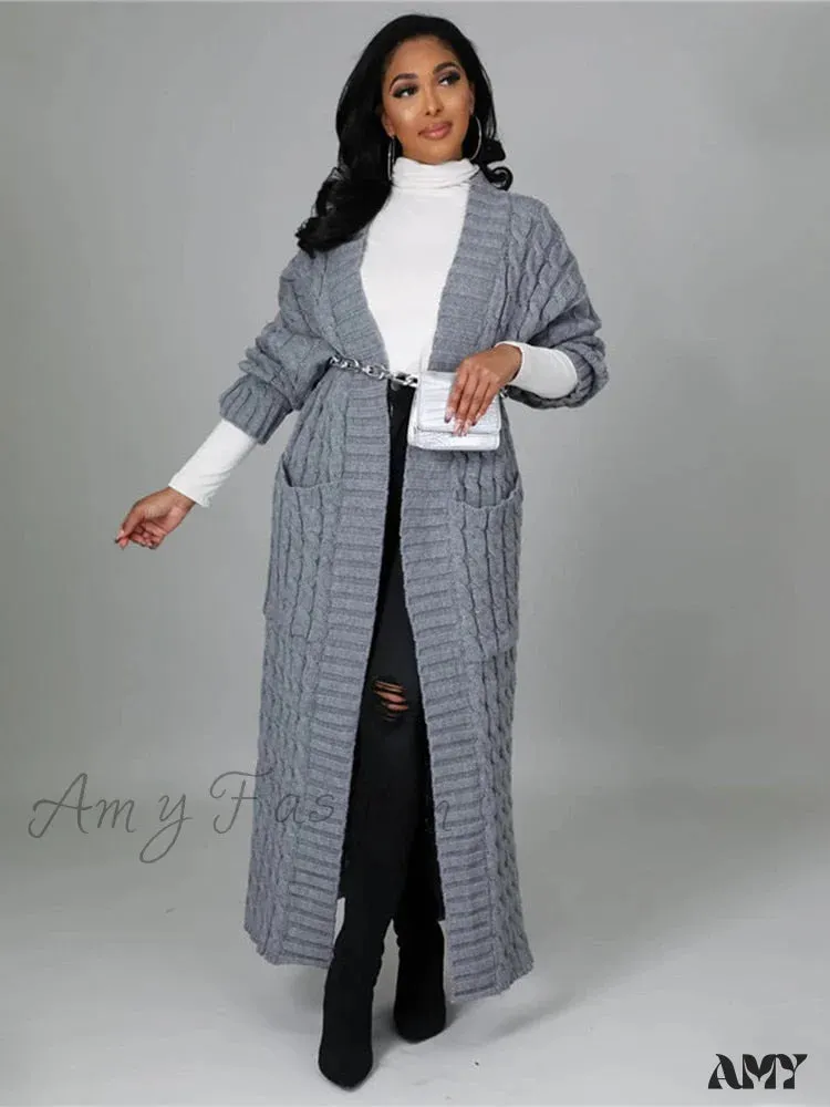 Amy Fashion - hirigin Cardigan Pockets Sweater Long Women Warm Sweater