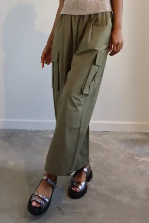 Army Green Wide Leg Cargo Pants