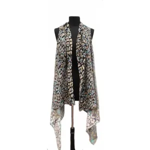 Cheetah Print Kimono/Vest - Turquoise