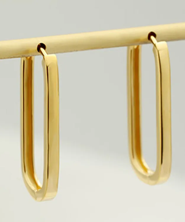 Chic Gold Silver 14K Overgild Rectangle Hoop Earrings