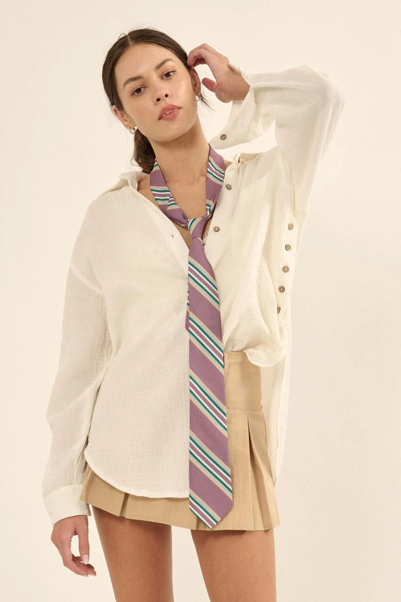 Clean Slate Crinkle Cotton Button-Up Pocket Shirt