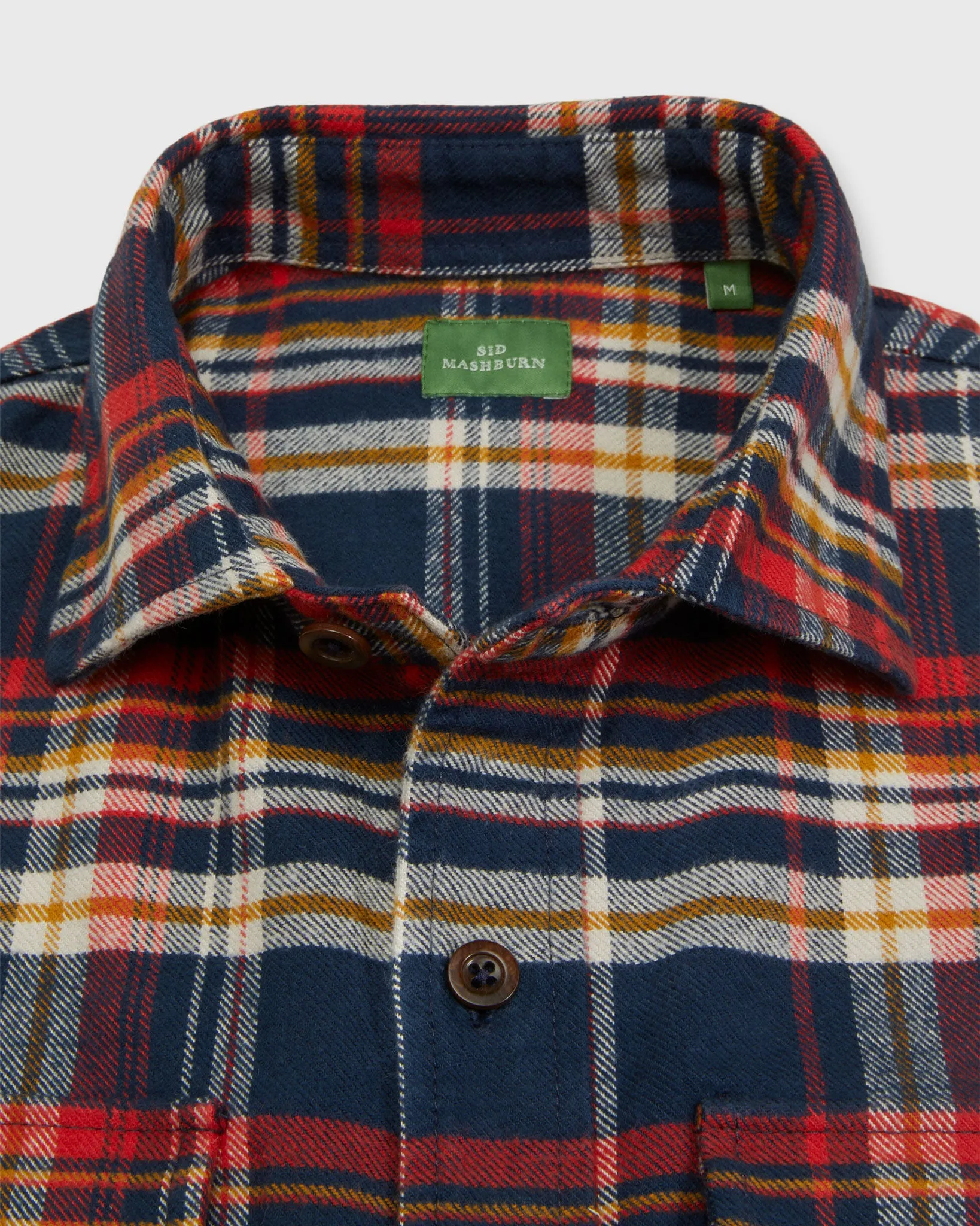 CPO Shirt in Navy/Red/Gold Brushed Plaid Twill