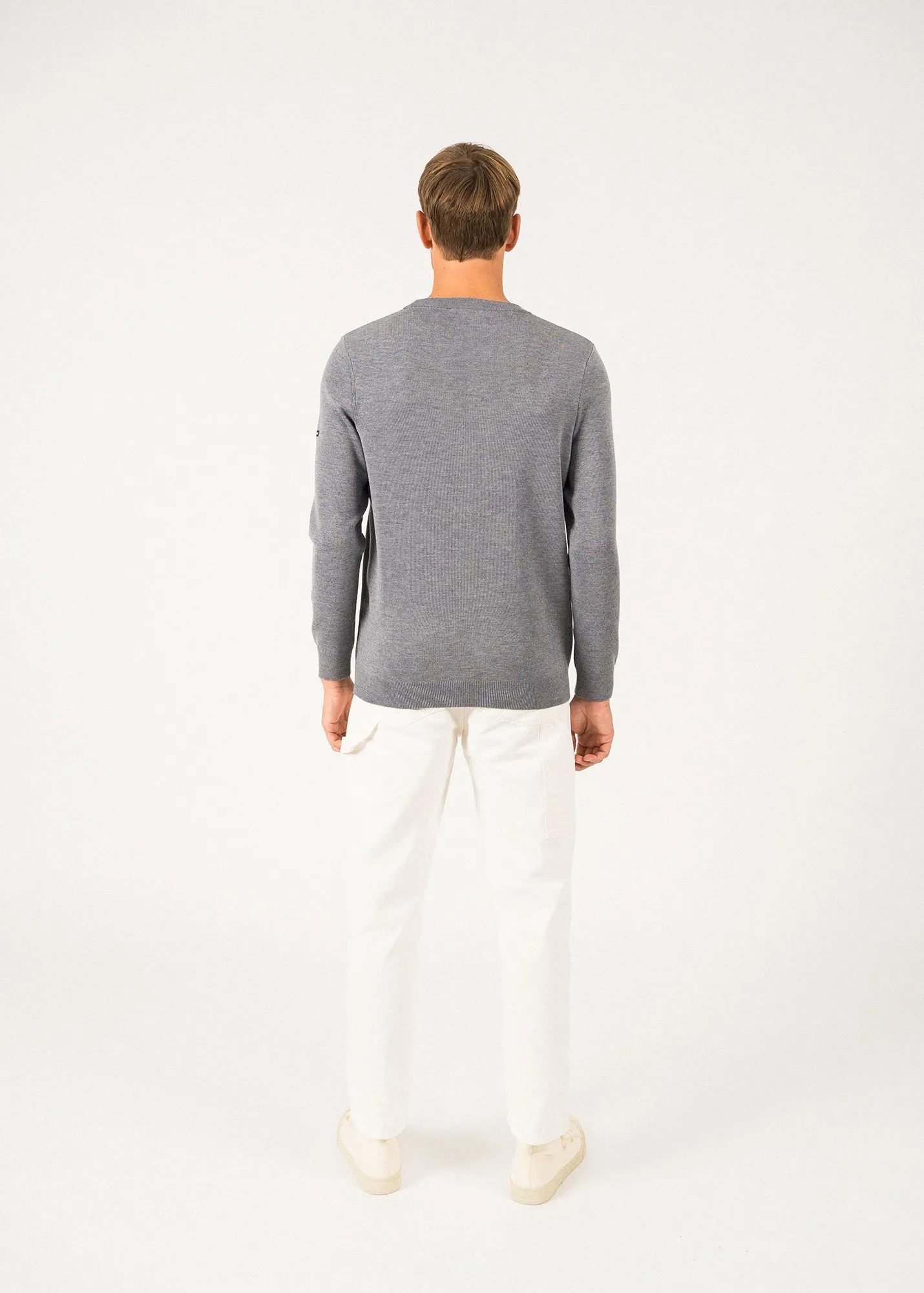 Cruiser round neck jumper - in soft wool (GRIS)