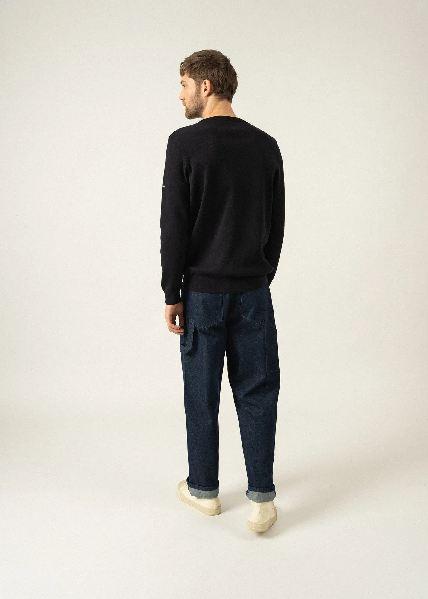 Cruiser round neck jumper - in soft wool (NAVY)