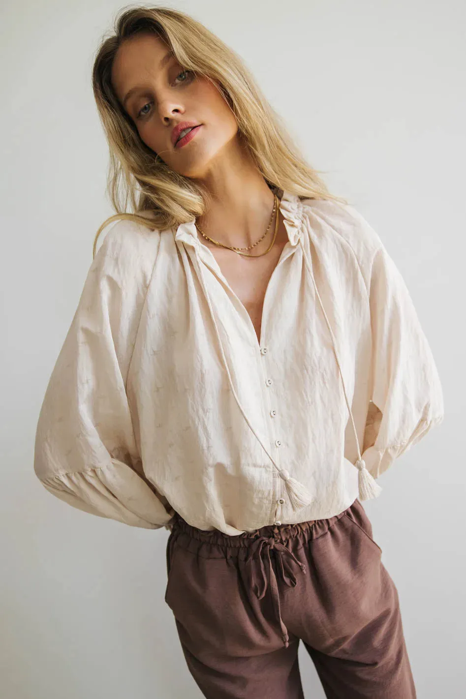 Elowen Button Up Blouse in Cream