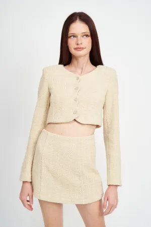 Emory Park LONG SLEEVE BUTTON UP CROPPED TOP