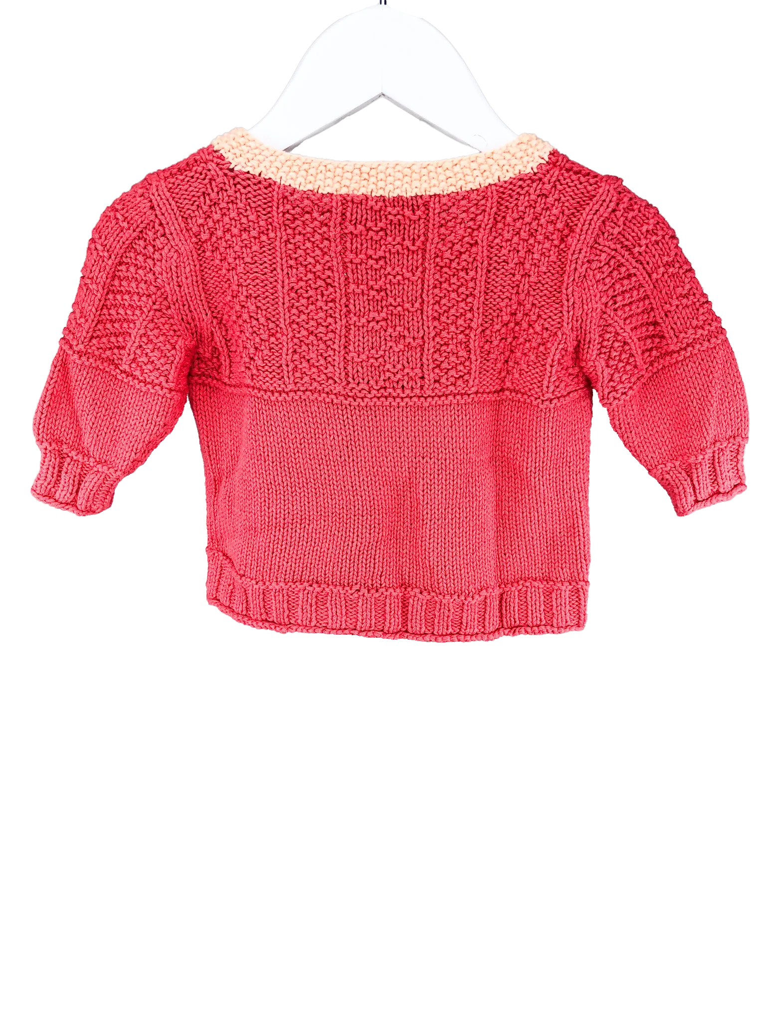 Eye Spy, Baby Girl Tipped Sweater, Coral, Size 3-6M