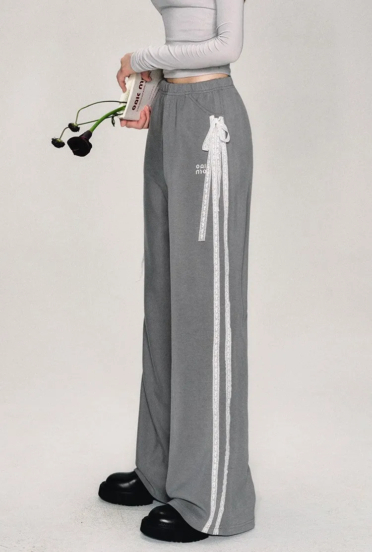 Lace Up Stripe Track Pants