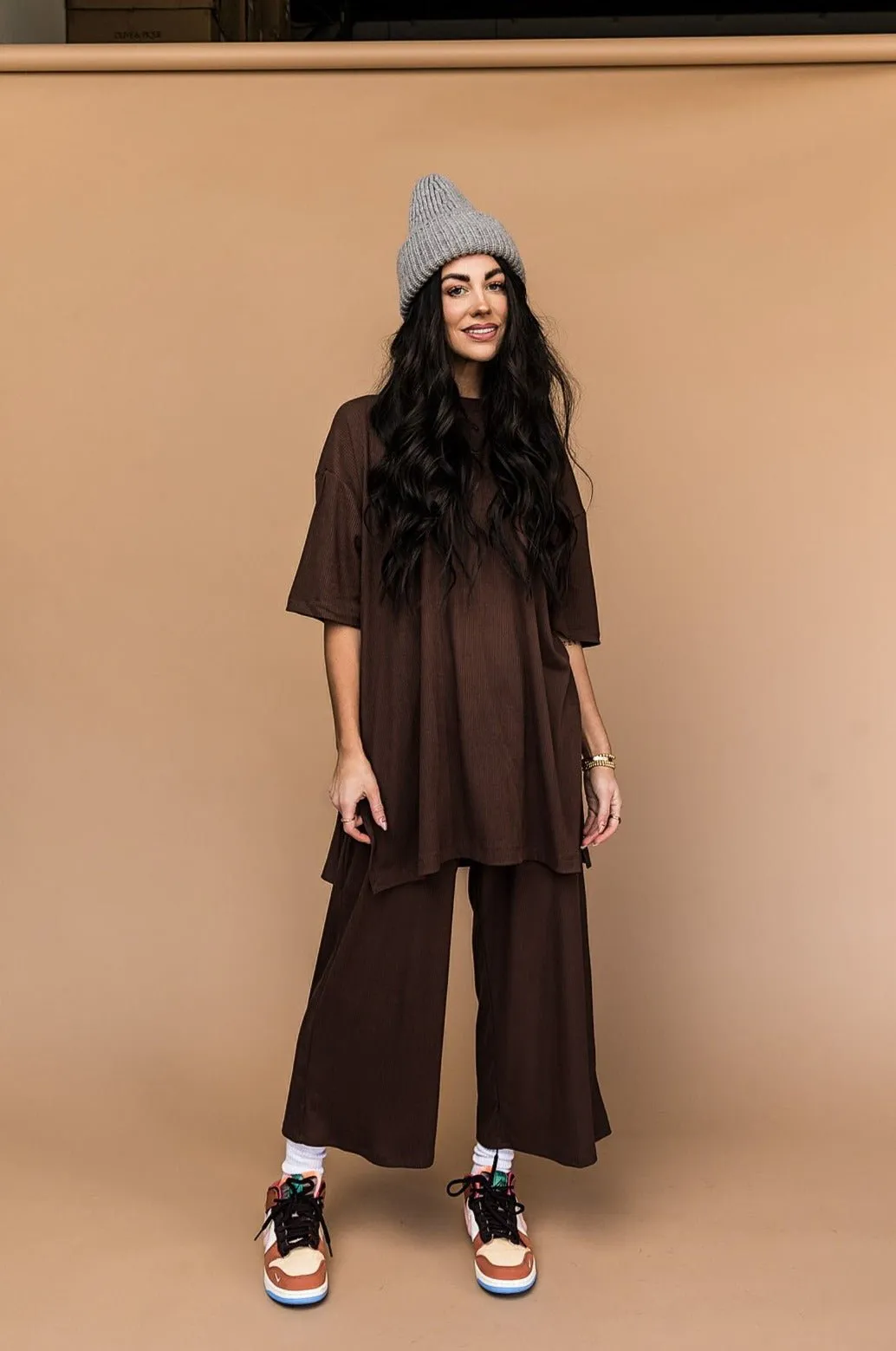 Lex Ribbed Playsuit in Mocha