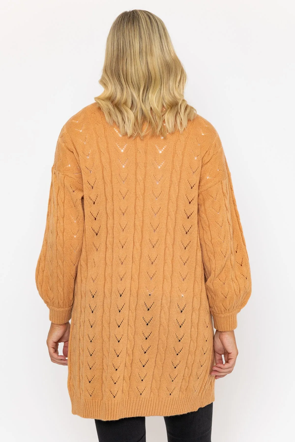 Longline Cardigan in Camel