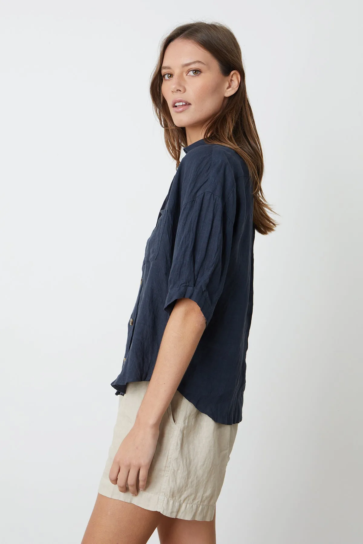 MARIA LINEN BUTTON-UP SHIRT