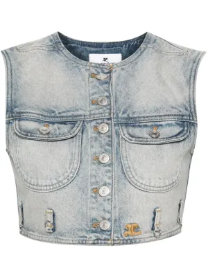 Multiflex Blue Denim Cropped Vest