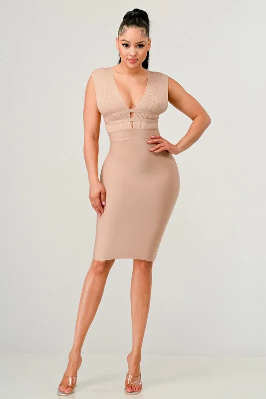 NATURALLY CHIC BANDAGE DRESS