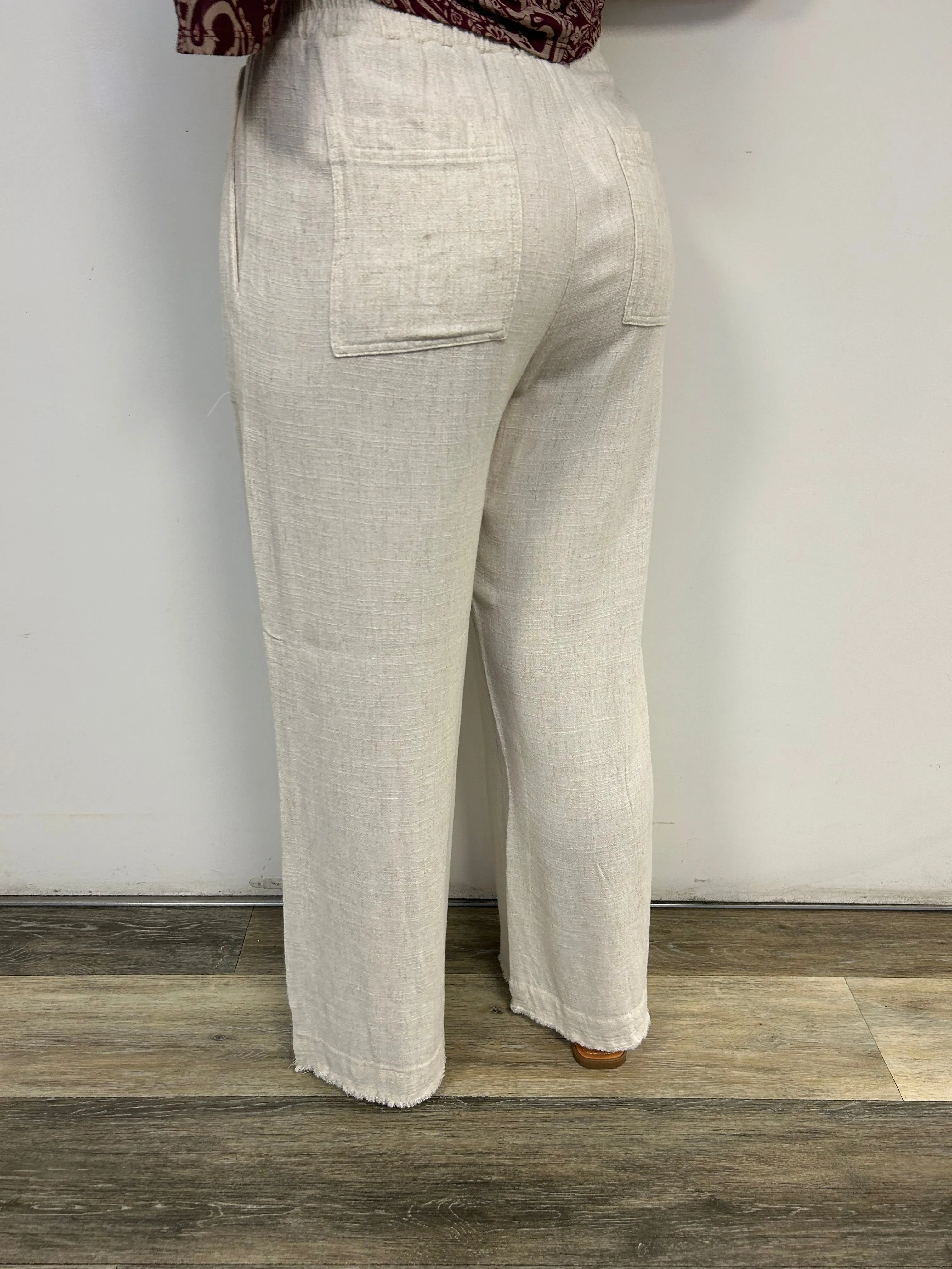 Oaklynn Oatmeal Frayed Pants