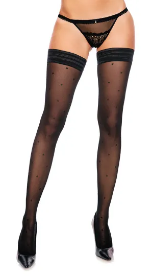 Plus Size Polka Dot Sheer Thigh Highs