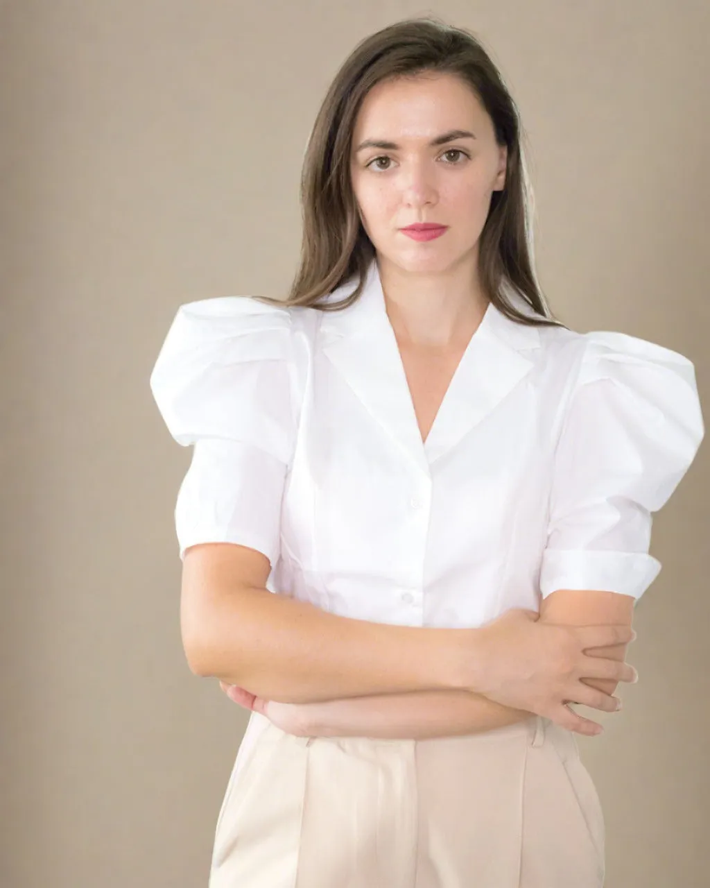 Quin Puff Sleeve White Shirt