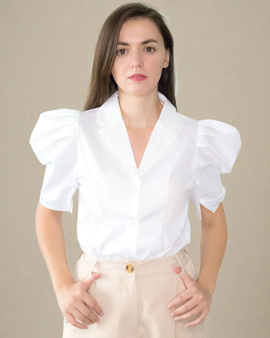 Quin Puff Sleeve White Shirt