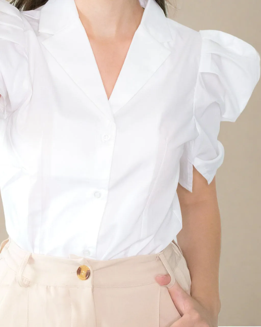 Quin Puff Sleeve White Shirt