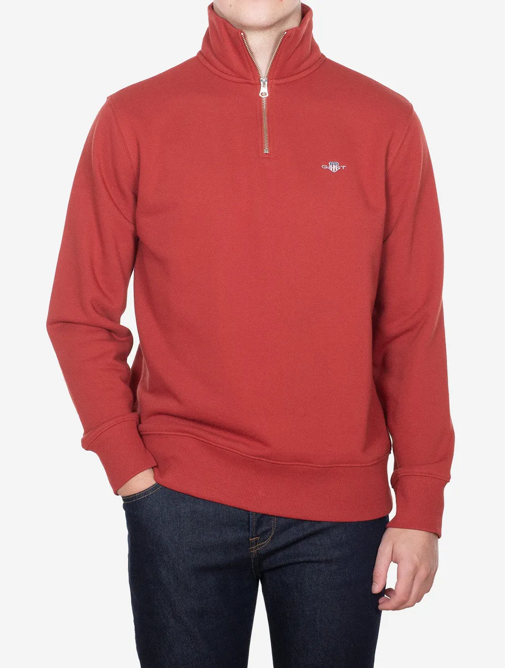 Regular Shield Half Zip Sweatshirt Iron Red