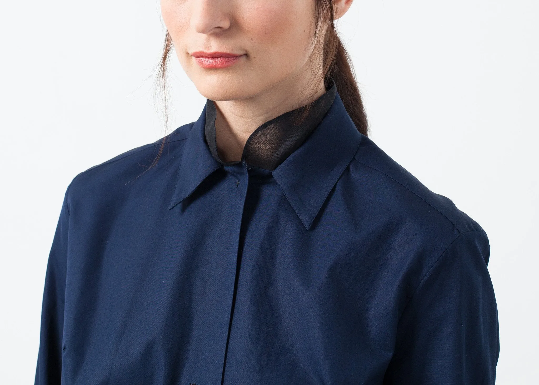 Sheer Silk Collar Button Up