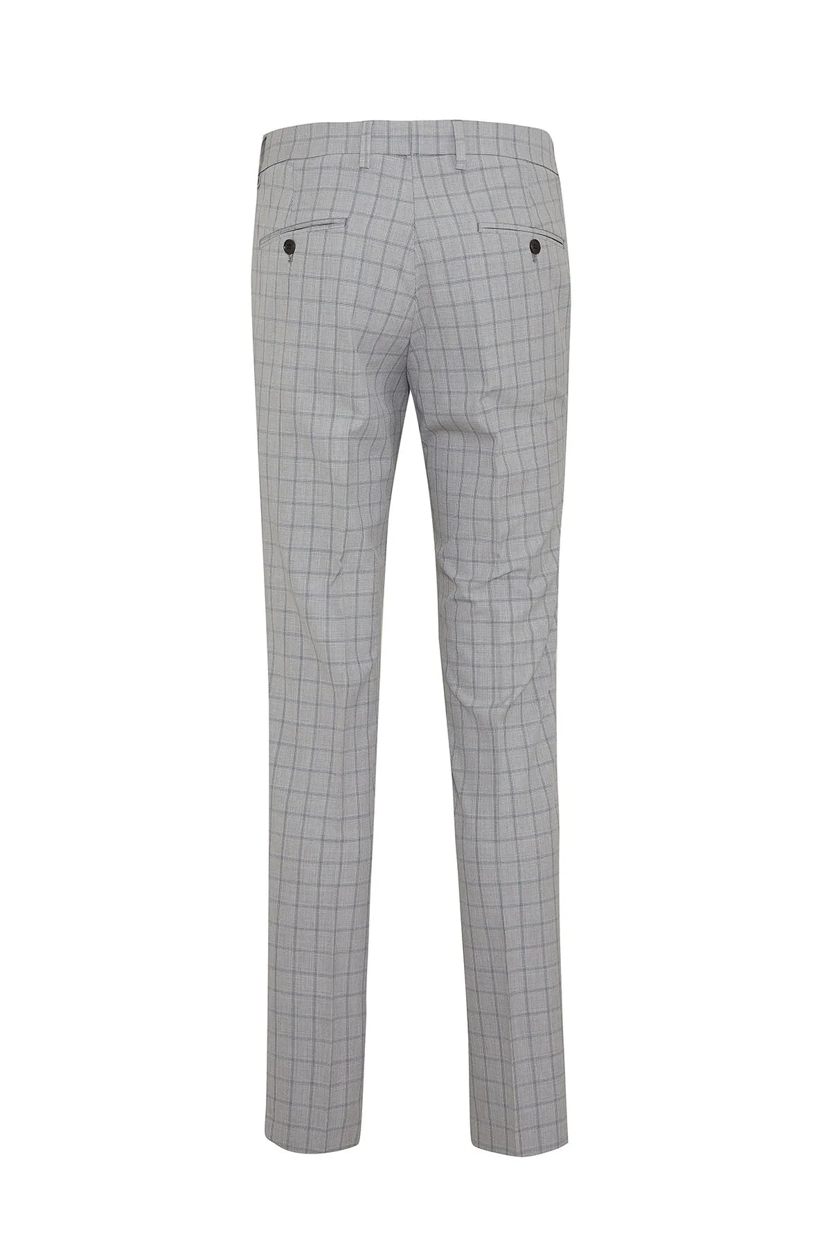 Slim Fit Plaid Gray Side Pocket Low Waist Dress Pants