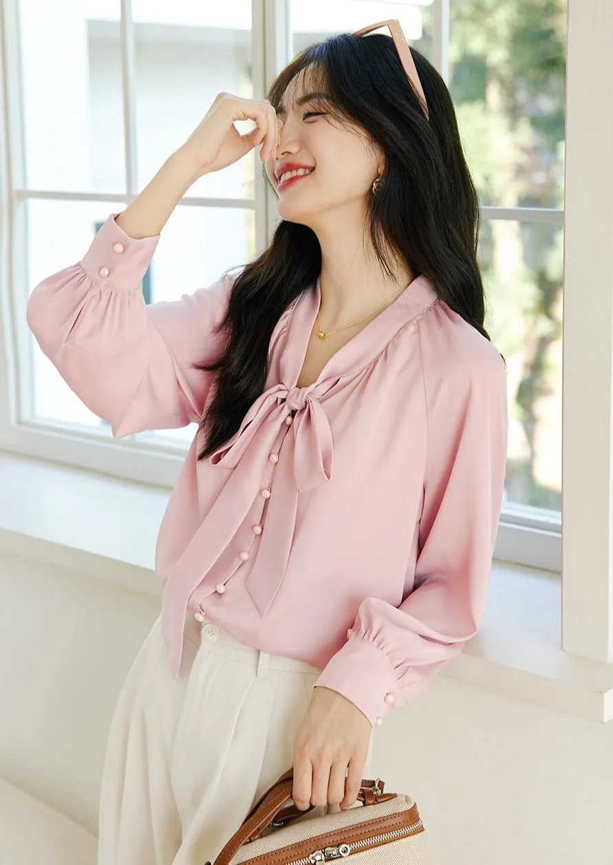 SPRING FRENCH ELEGANT TIE SHIRT