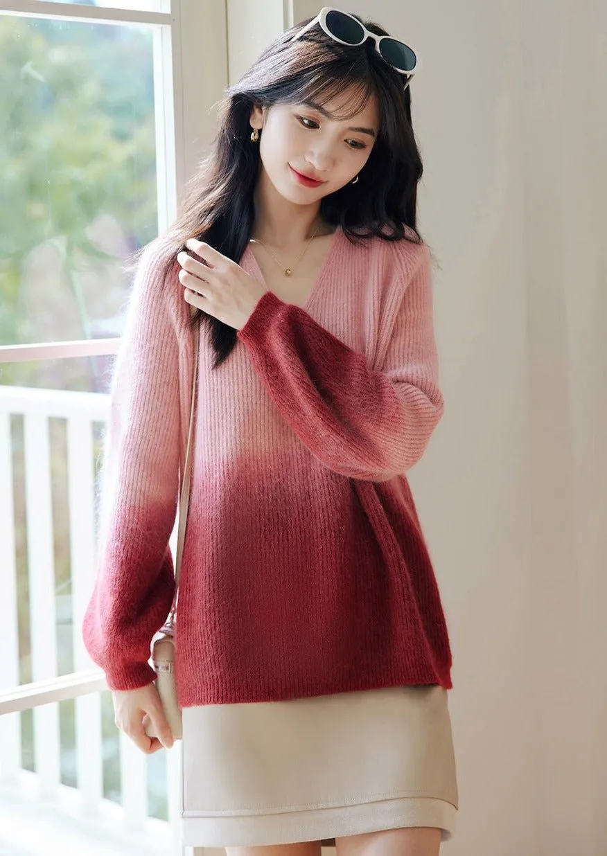 SPRING LOOSE PULLOVER GRADATION KNIT