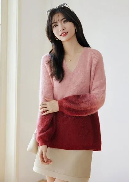 SPRING LOOSE PULLOVER GRADATION KNIT