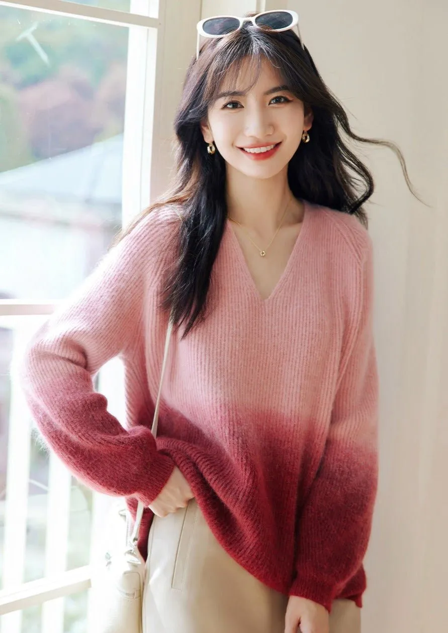 SPRING LOOSE PULLOVER GRADATION KNIT