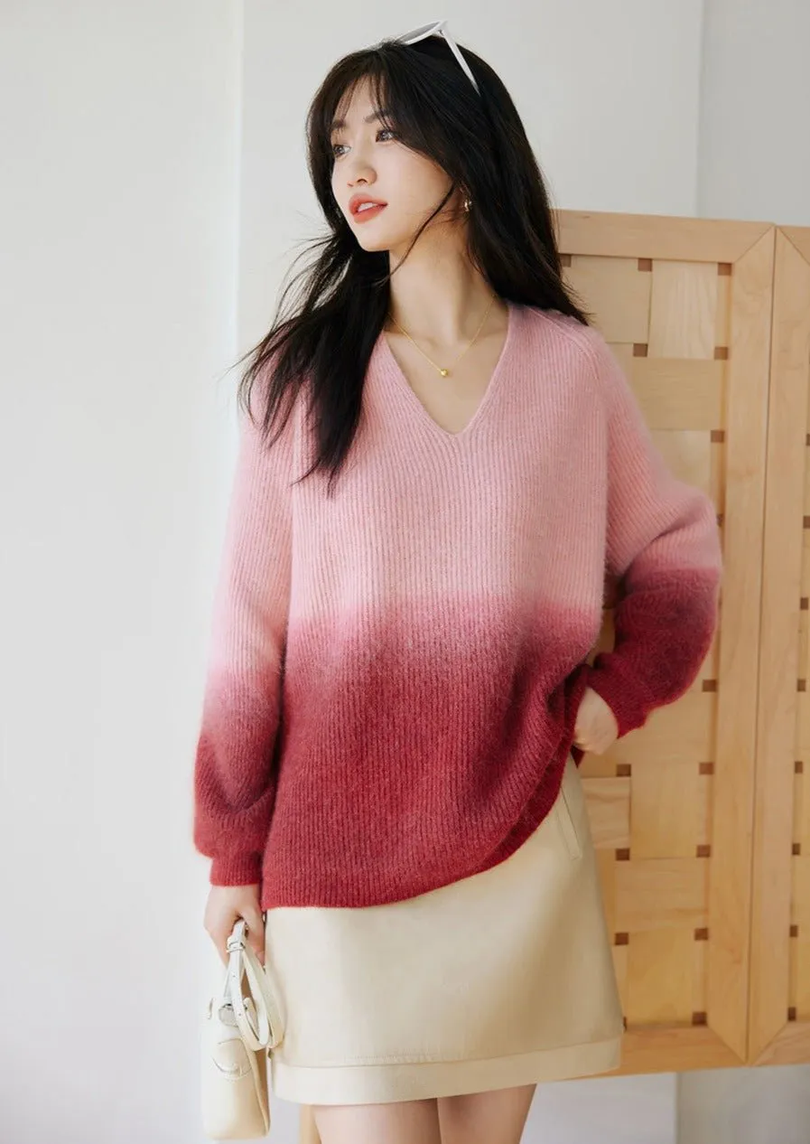 SPRING LOOSE PULLOVER GRADATION KNIT