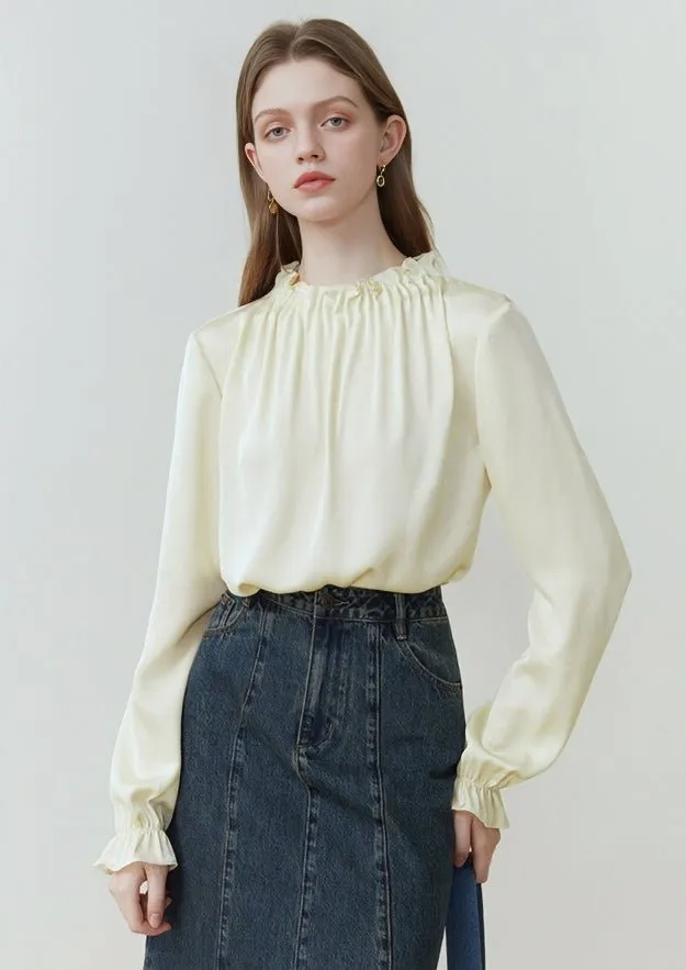 STAND COLLAR FRENCH LONG SLEEVE SHIRT