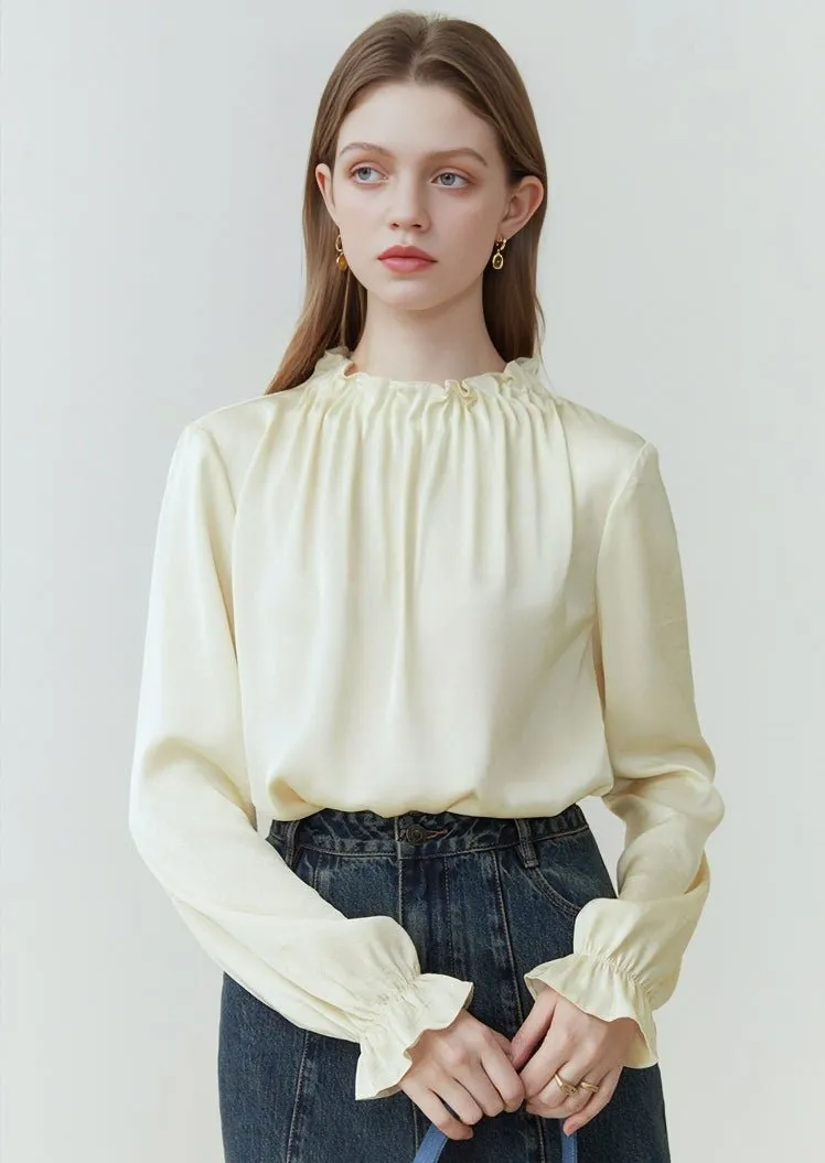 STAND COLLAR FRENCH LONG SLEEVE SHIRT