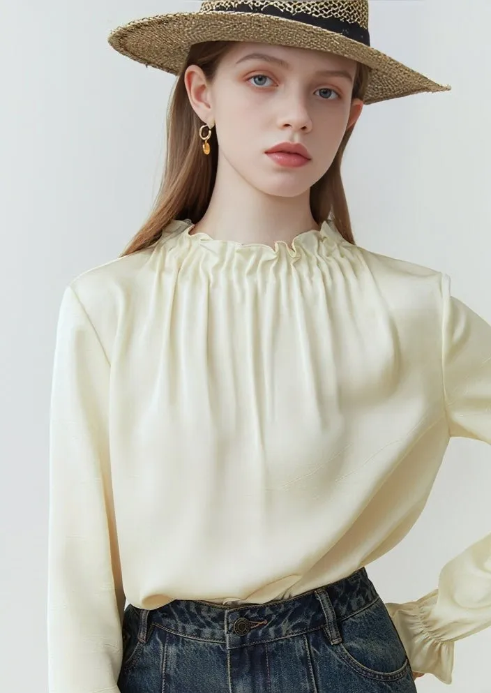 STAND COLLAR FRENCH LONG SLEEVE SHIRT