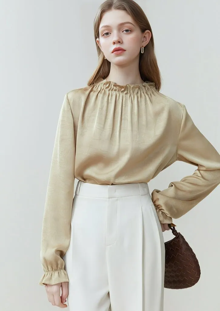 STAND COLLAR FRENCH LONG SLEEVE SHIRT