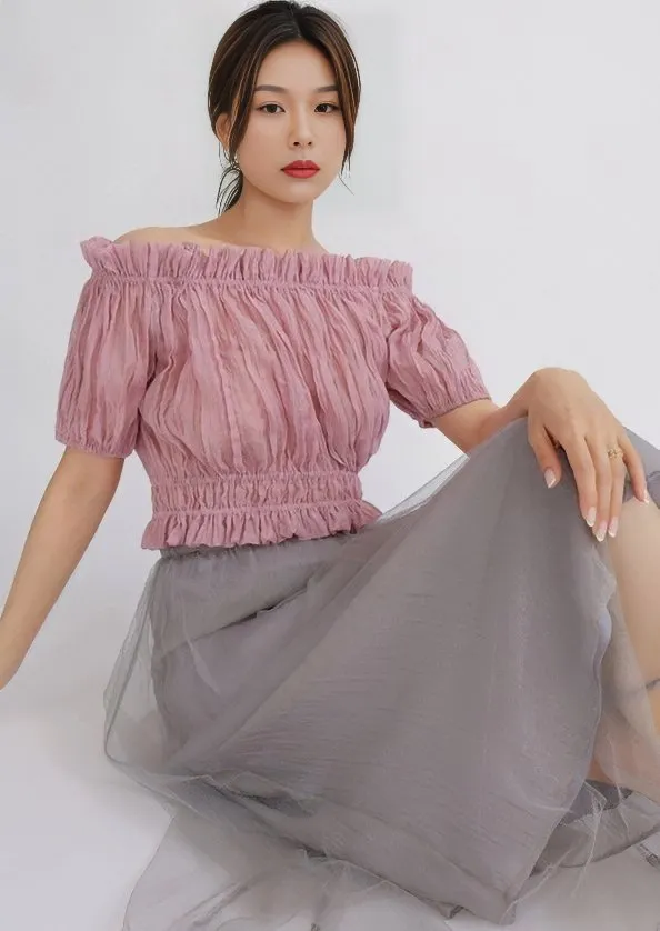 STRAIGHT SHOULDER PLEATED TOPS