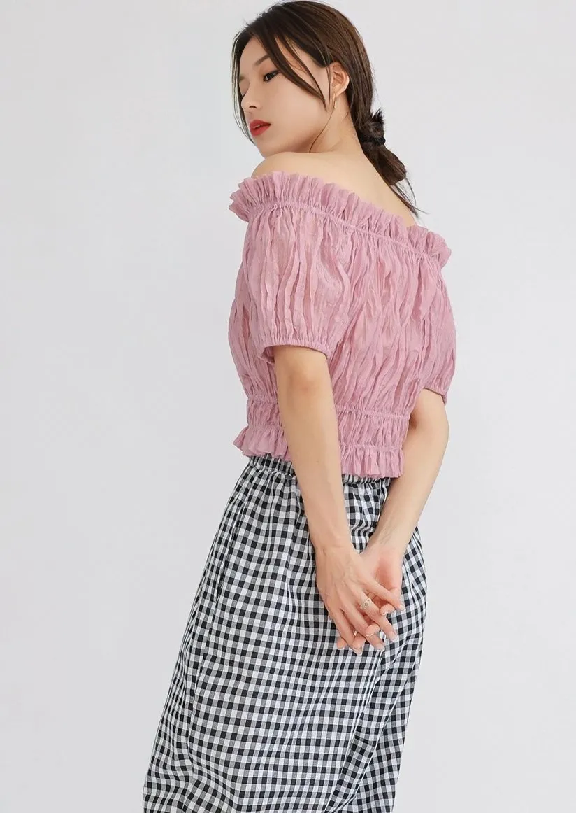 STRAIGHT SHOULDER PLEATED TOPS