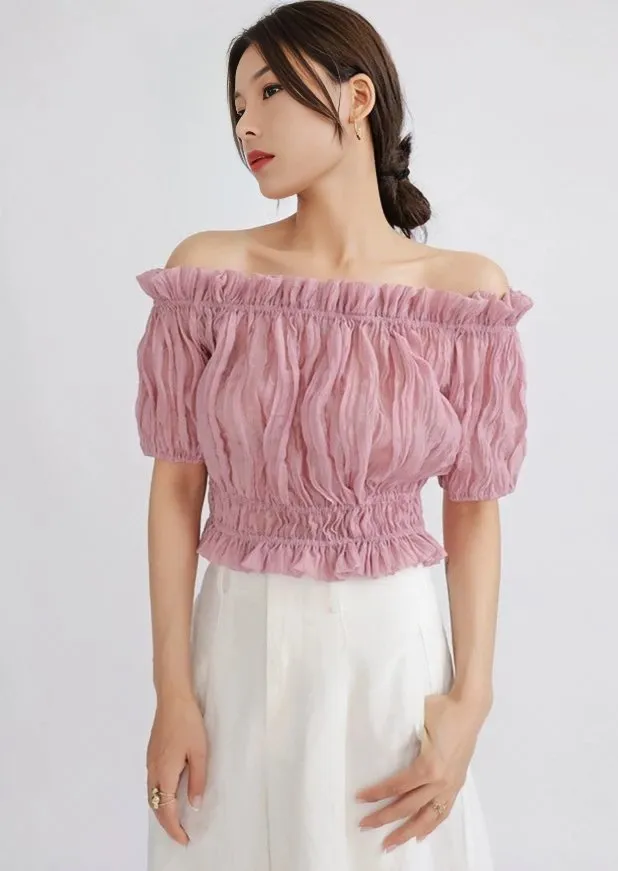 STRAIGHT SHOULDER PLEATED TOPS