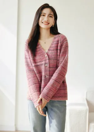 STRIPED LOOSE KNIT CARDIGAN JACKET