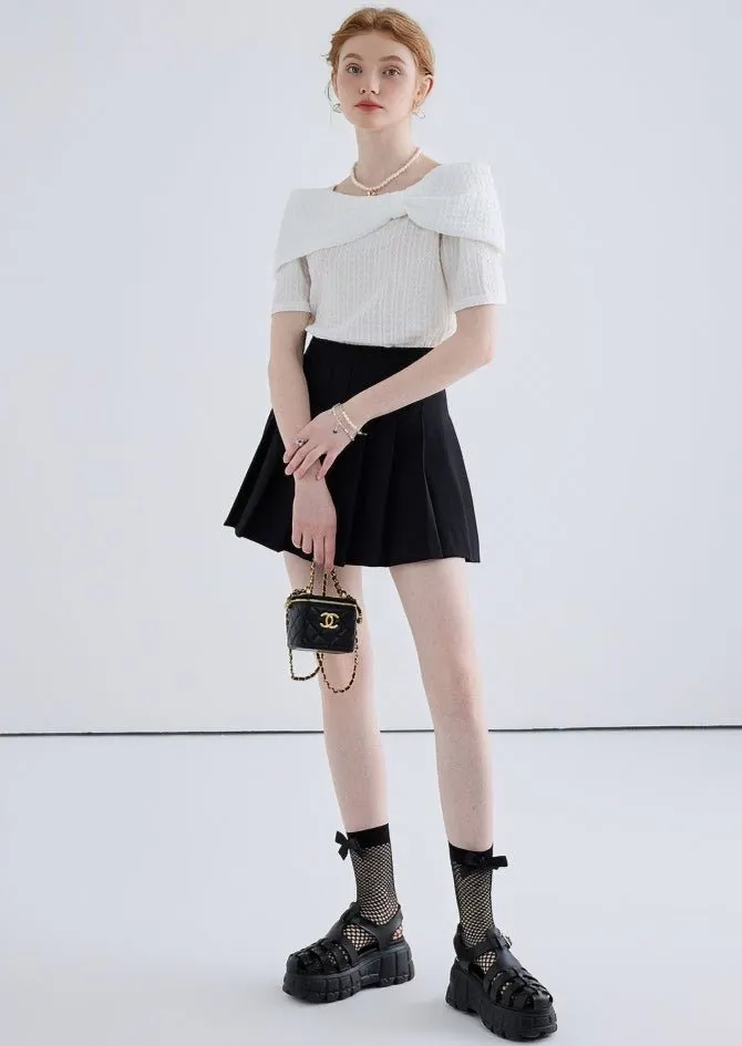 TEXTURED BOW SHORT SLEEVE SHIRT