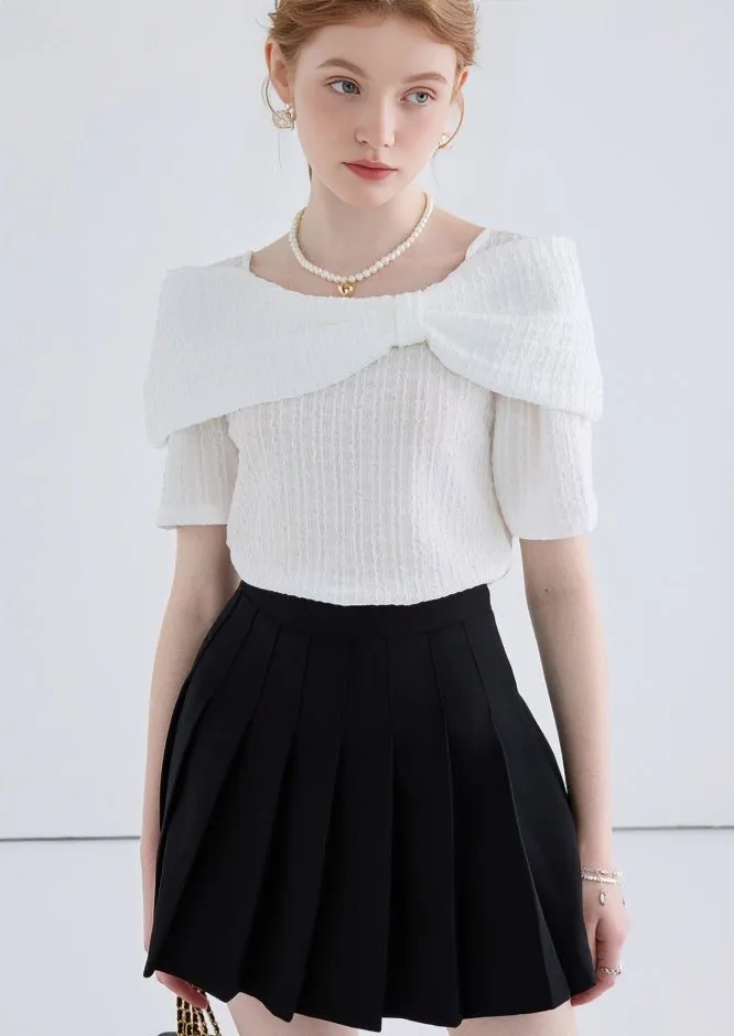 TEXTURED BOW SHORT SLEEVE SHIRT