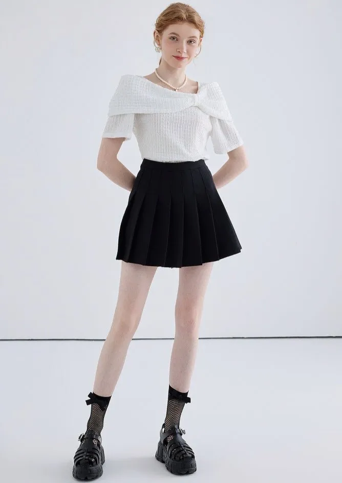 TEXTURED BOW SHORT SLEEVE SHIRT