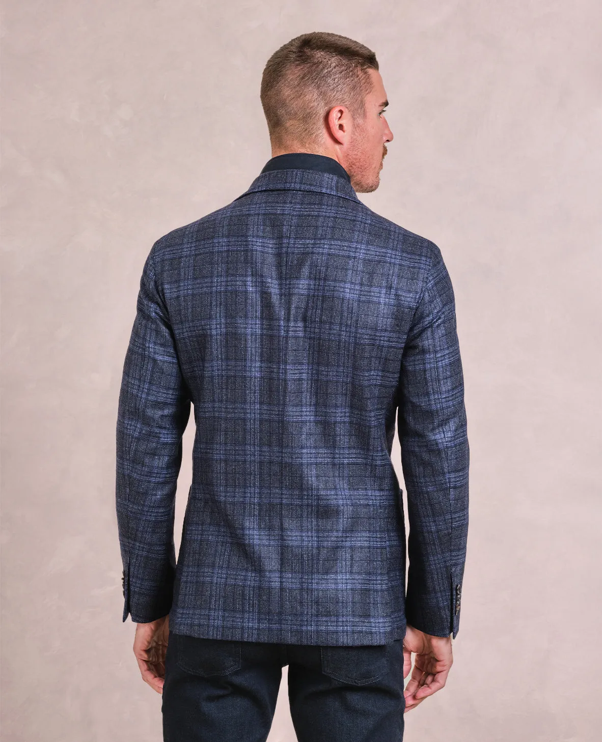 The Luigi - Wool Check Travel Jacket w/Zip Out Warmer - Navy Heather