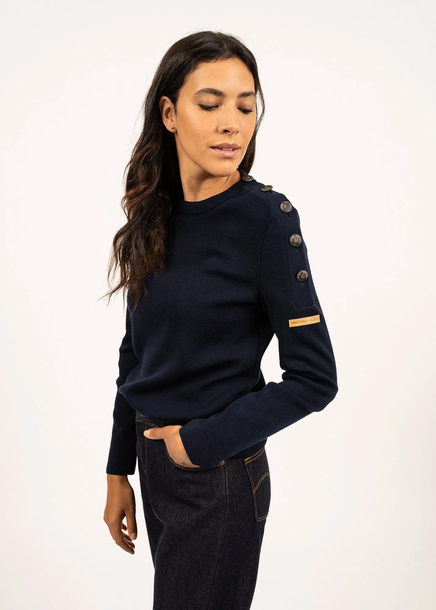 Transmission sailor jumper in Merino wool - SAINT JAMES x Atelier Tuffery (MARINE)