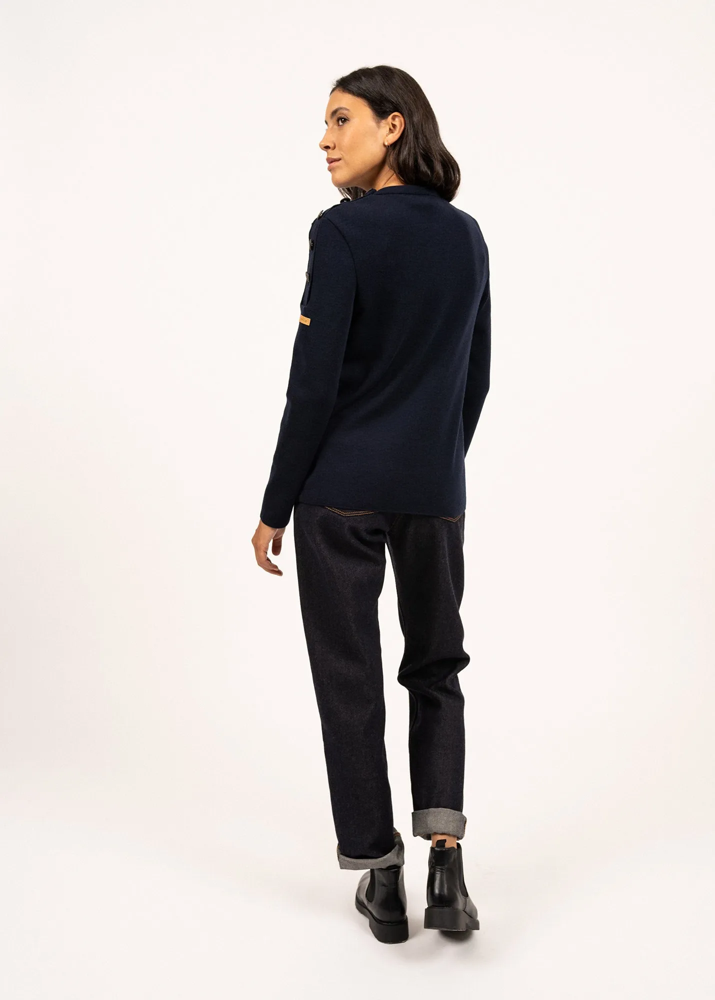 Transmission sailor jumper in Merino wool - SAINT JAMES x Atelier Tuffery (MARINE)