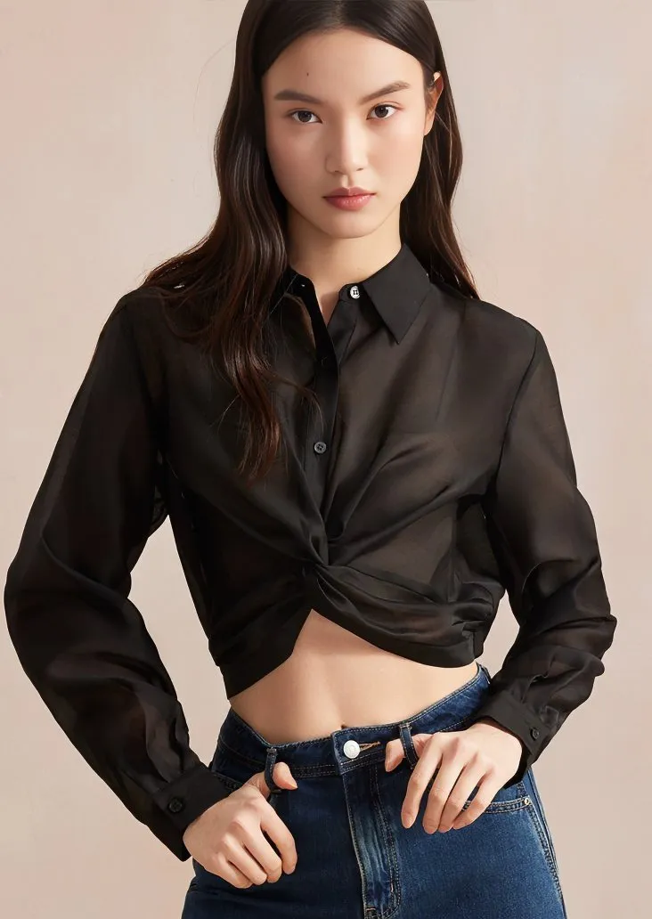 TWISTED CHIFFON SHORT SHIRT