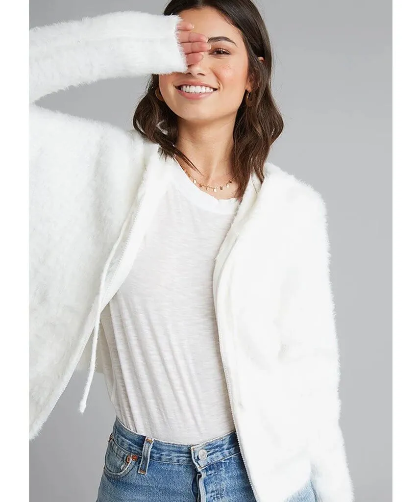 Winter White Fuzzy Sweater Jacket