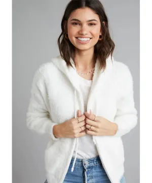 Winter White Fuzzy Sweater Jacket